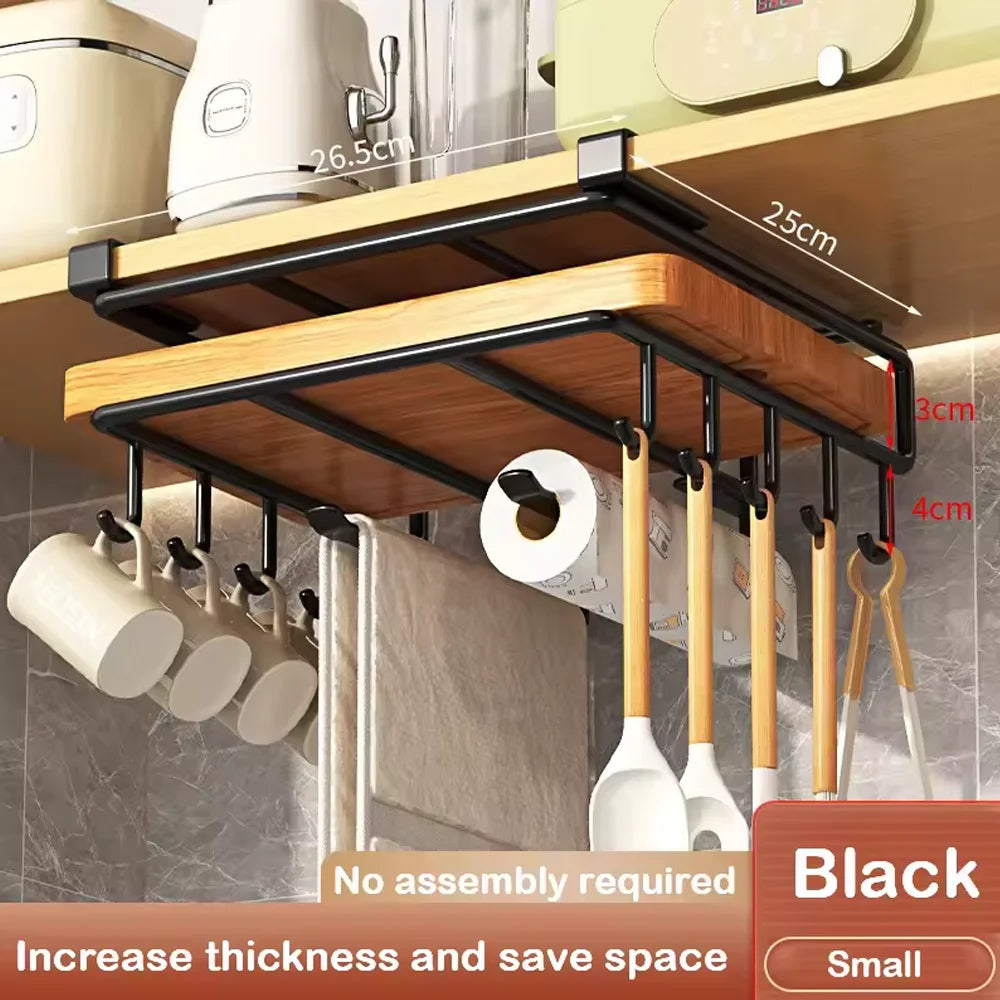 Hanging Kitchen Cabinet Organizer with Hooks