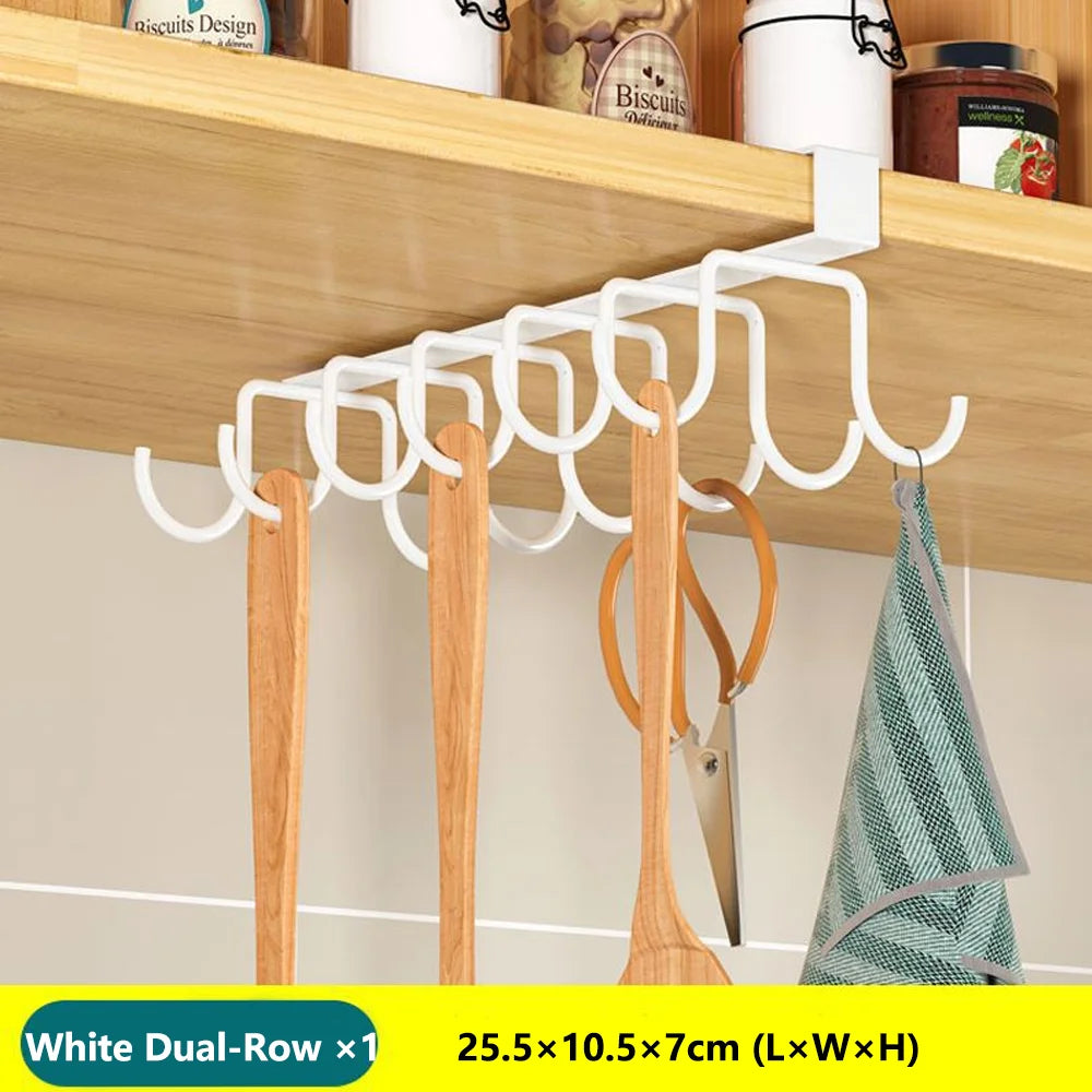 Hanging Kitchen Cabinet Organizer with Hooks