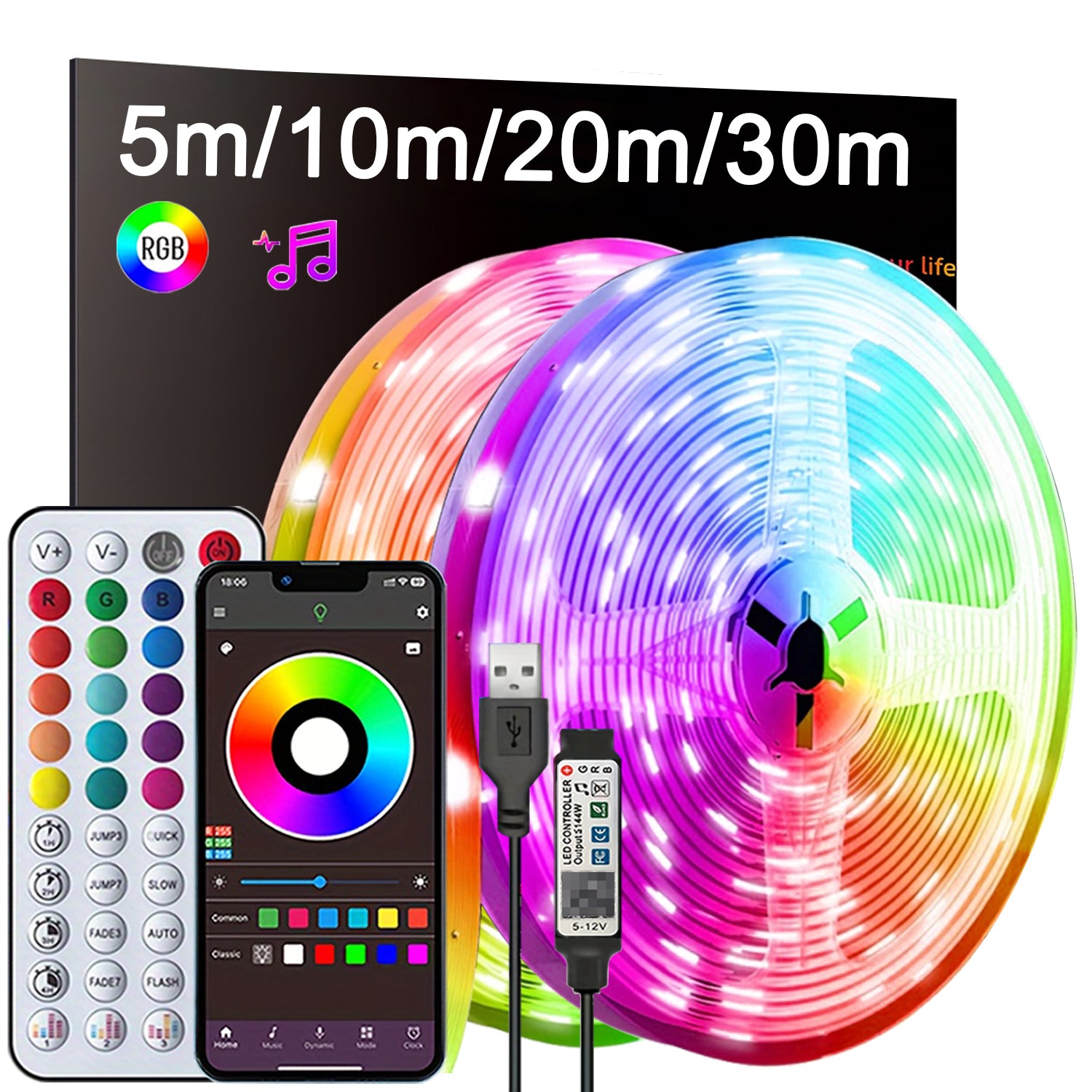 Tira LED RGB WiFi 5m - Control con App y Alexa