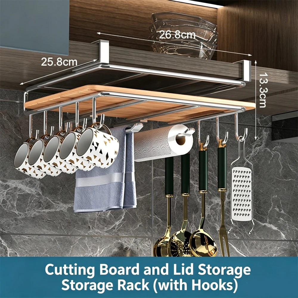 Hanging Kitchen Cabinet Organizer with Hooks